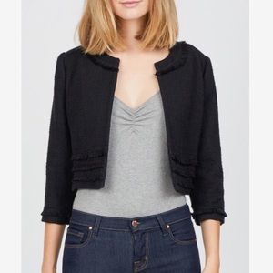 Black Tweed Chanel Karl Lagerfeld Crop Jacket M